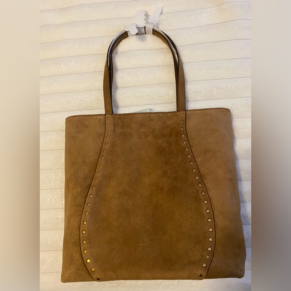 Madewell Suede Studded Tote Bag - Chestnut Brown NWT - Picture 4 of 7